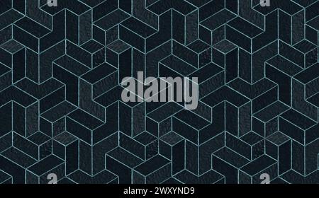 3D Wallpaper mosaic of solid ice on black background High quality seamless realistic texture Stock Photo