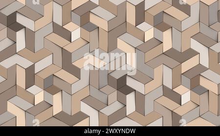 3D Wallpaper origami mosaic of colored particles brown tone High quality seamless realistic texture Stock Photo