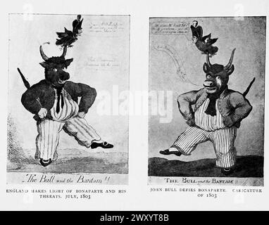 John Bull defies Bonaparte. Caricature of 1803 Napoleon and the invasion of England : the story of the great terror Stock Photo
