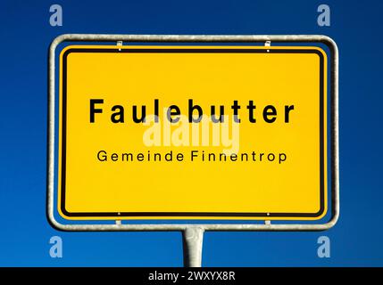 Faulebutter town sign, Germany, North Rhine-Westphalia, Olpe, Finnentrop Stock Photo