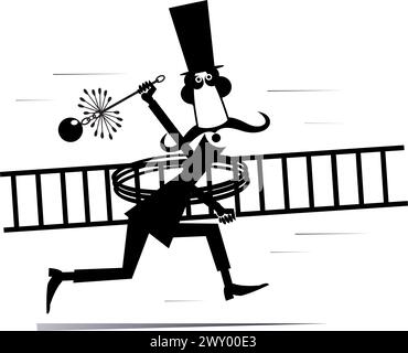 Cartoon Running Chimney Sweeper. Funny Running Chimney Sweeper In The 