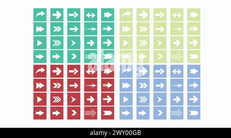 Arrows Icon Set. Vector isolated editable set of different color and shape arrows Stock Vector
