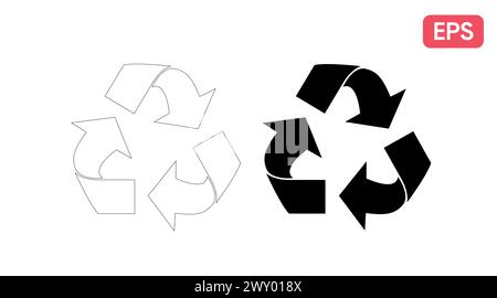 Recycle sign vector icon. Ecological bio-waste concept. Arrow sign isolated on white Stock Vector