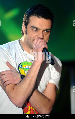 Milan Italy  23/02/2008 : Emi singer of the Linea 77 ,Italian alternative metal band, during the television show “Scalo 76” Stock Photo