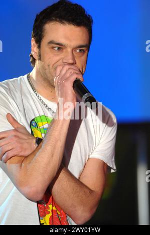 Milan Italy  23/02/2008 : Emi singer of the Linea 77 ,Italian alternative metal band, during the television show “Scalo 76” Stock Photo