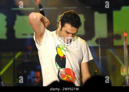 Milan Italy  23/02/2008 : Emi singer of the Linea 77 ,Italian alternative metal band, during the television show “Scalo 76” Stock Photo