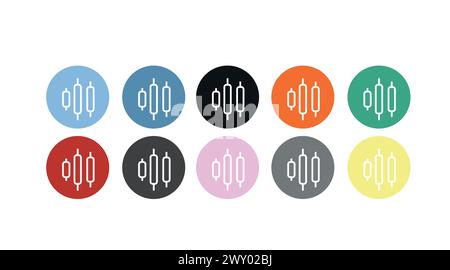 Vector Isolated Trading Icon Set or Illustration, with Candles or Candlesticks Stock Vector