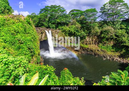 Hawaii, Rainbow Falls in Hilo. Wailuku River State Park Stock Photo