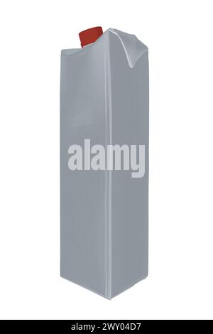 Vector illustration, gray polygonal tetrapack of milk or juice, advertising presentation show. polygonal style illustration of tetrapack of milk on a Stock Vector