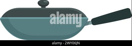 Modern frying pan icon cartoon vector. Domestic object. Cuisine element Stock Vector