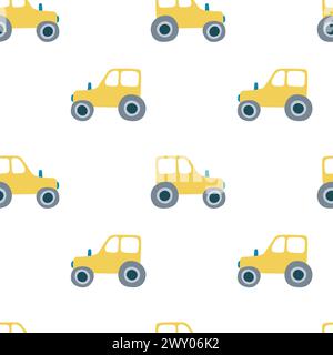 Yellow tractor vector seamless pattern Stock Vector