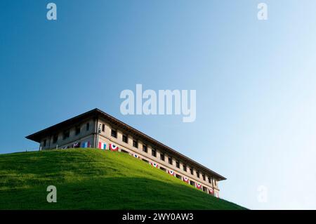 Panama Canal Administration building on top of the hill. Balboa, Panama City, Panama, Central America. Stock Photo