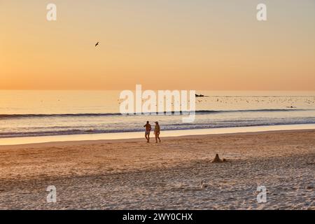 Tranquil beaches along the Protected Landscape of the Fossil Cliffs of Costa de Caparica. Fonte da Telha, Almada. Portugal Stock Photo