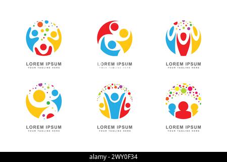 Colorful diversity collection logo creative community concept Stock Vector