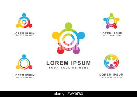 Diversity concept community creative logo collection Stock Vector