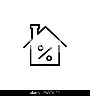 Mortgage refinance line icon on white. Cost Analysis for Real Estate Finance Sign. Stock Vector