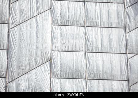 White fabric texture background. Construction protection cloth Stock Photo
