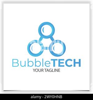 Vector blue bubble tech logo template Stock Vector