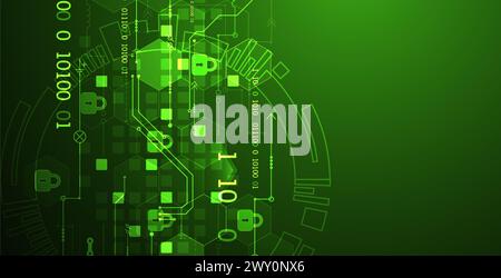 Secure digital background. Virtual confidential, programming protection. Hand drawn vector. Stock Vector