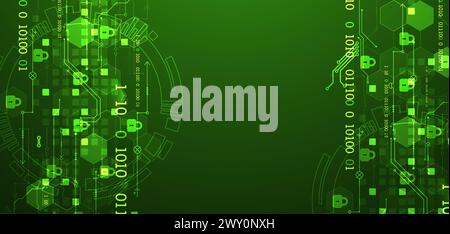 Secure digital background. Virtual confidential, programming protection. Hand drawn vector. Stock Vector