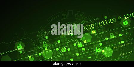 Secure digital background. Virtual confidential, programming protection. Hand drawn vector. Stock Vector
