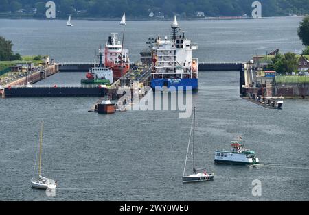 Shipping Traffic At The Kiel-Holtenau Lock Stock Photo