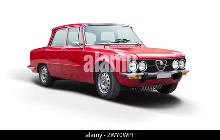 Alfa Romeo Giulia classic car, side view isolated on white background Stock Photo