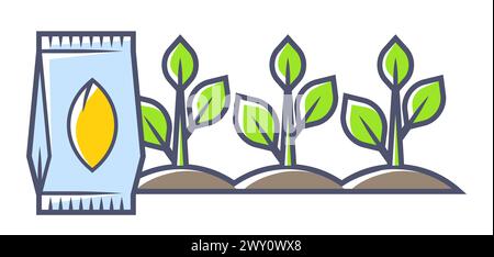 Package of seeds for sowing. Agricultural, cultivation and planting illustration. Stock Vector