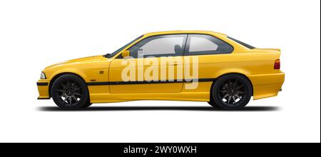 BMW M3 sport coupe car side view isolated on white background Stock Photo
