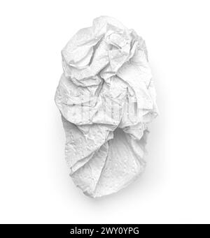 Crumpled white paper napkin - unused, isolated on white Stock Photo