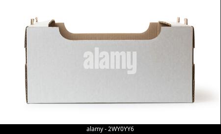 Cardboard box for vegetables, fruits and other things isolated on white background with clipping path Stock Photo