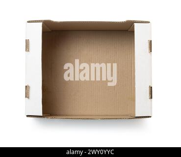 Empty Cardboard box for vegetables, fruits and other things isolated on white background with clipping path Stock Photo