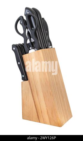 Knife block, isolated on white background. with clipping path Stock Photo