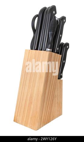 Knife block, isolated on white background. with clipping path Stock Photo