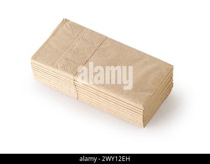 pile of paper napkins on white background with clipping path Stock Photo