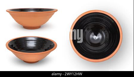 empty ceramic bowl isolated on white background Stock Photo