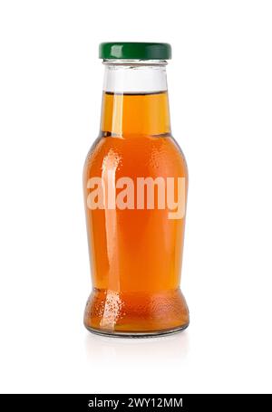 Glass bottle of grape juice with green lid isolated on white with clipping path Stock Photo