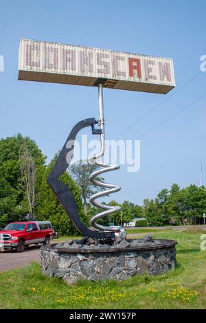 World's Largest Corkscrew in Hurley, Wisconsin Stock Photo