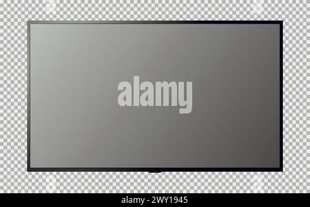 Realistic TV screen. Modern stylish lcd panel isolated on transparent background. Vector illustration. Stock Vector