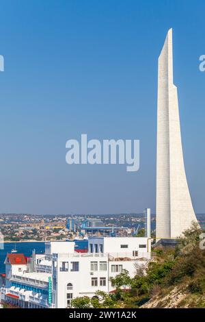 Sevastopol, Crimea - September 22, 2018: The monument to Soldier and Sailor at Cape Khrustalny is majestic and the most noticeable landmark in the cit Stock Photo