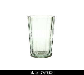 Image of a transparent, empty,glass,faceted glass on a white background. Stock Photo