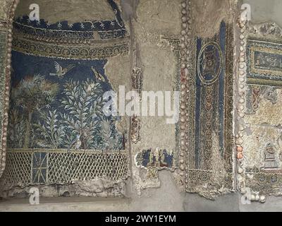 Piano di Sorrento, Italy. Details of the exquisite Roman mosaic at Villa Fondi De Sangro. Stock Photo