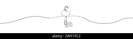 One line Washstand icon vector background. Sink icon. Continuous outline of a Sink icon. Stock Vector