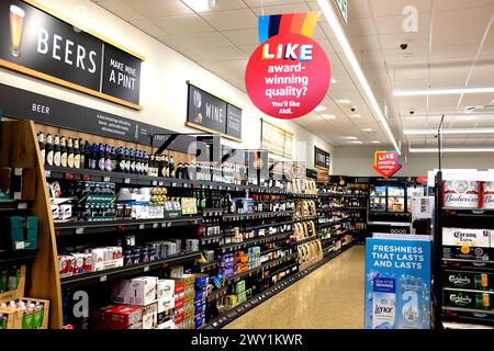 aldi supermarket branch,interior,ramsgate town,east kent,uk april 2024 Stock Photo