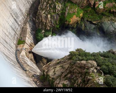 Almendra reservoir dam hydraulic works, Spain Stock Photo