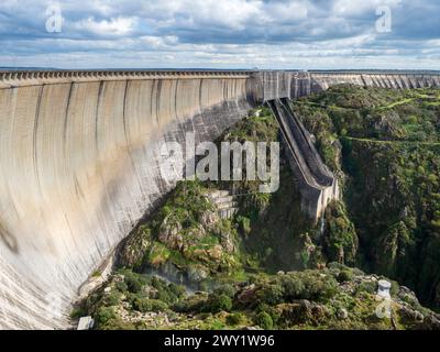 Almendra reservoir dam hydraulic works, Spain Stock Photo