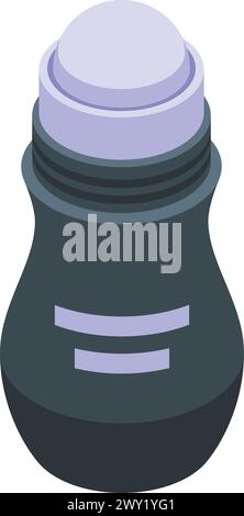 Black color deodorant icon isometric vector. Vial smell. Care cosmetic product Stock Vector