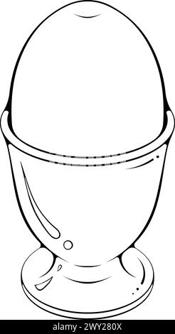 Egg on a stand line art Stock Vector