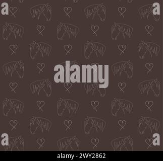 Vector seamless pattern of horses and hearts Stock Vector