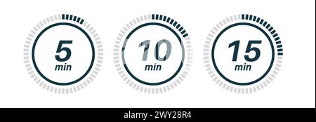 Clock symbols, stopwatch signs, Timer icons. Stock Vector